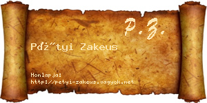 Pétyi Zakeus névjegykártya